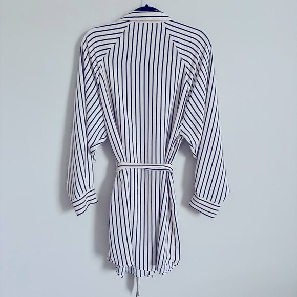 Express Black & Cream Striped Long Sleeve Shirt Dress with Tie Waist, Size M - Picture 7 of 7